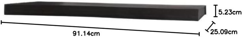 [IN]PLACE InPlace Shelving Black Floating Wall Shelf - 36 in W x 10 in D x 2 in H with Invisible Brackets - Image 3